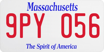 MA license plate 9PY056