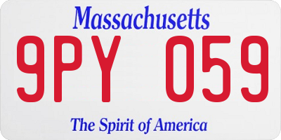 MA license plate 9PY059