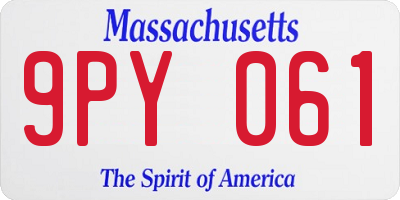 MA license plate 9PY061
