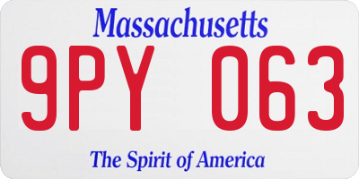 MA license plate 9PY063