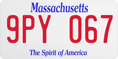MA license plate 9PY067