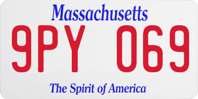 MA license plate 9PY069