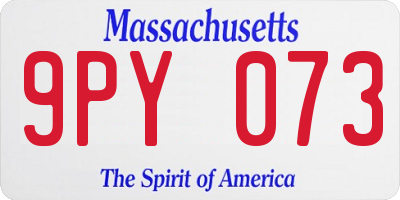 MA license plate 9PY073