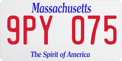 MA license plate 9PY075