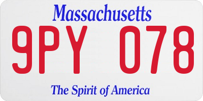 MA license plate 9PY078