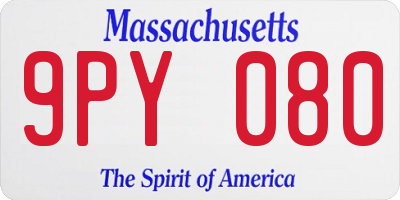MA license plate 9PY080