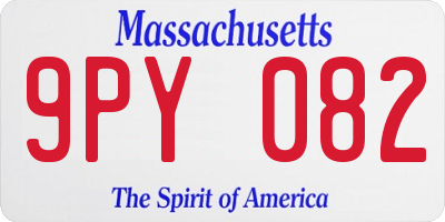 MA license plate 9PY082