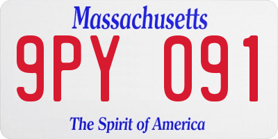 MA license plate 9PY091
