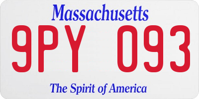 MA license plate 9PY093