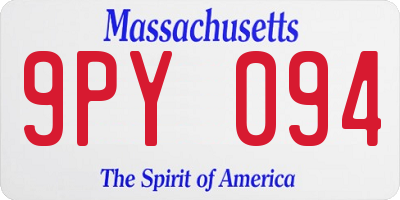 MA license plate 9PY094