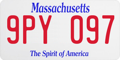 MA license plate 9PY097