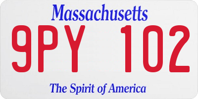 MA license plate 9PY102