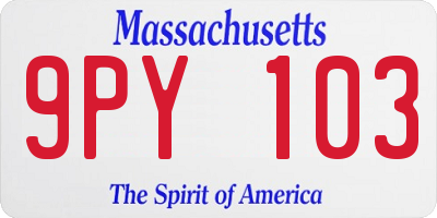 MA license plate 9PY103