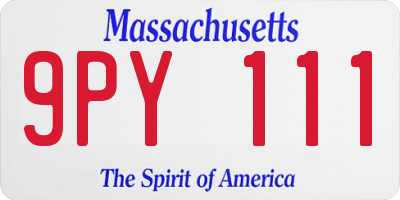 MA license plate 9PY111
