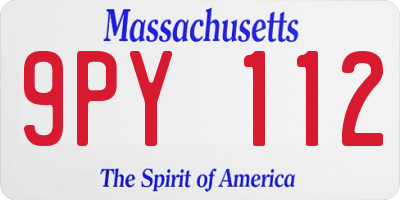 MA license plate 9PY112