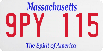 MA license plate 9PY115