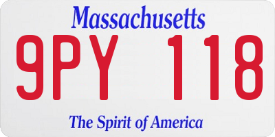 MA license plate 9PY118