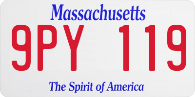 MA license plate 9PY119