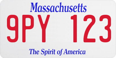 MA license plate 9PY123