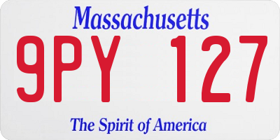 MA license plate 9PY127