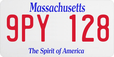 MA license plate 9PY128