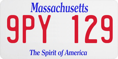 MA license plate 9PY129