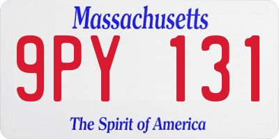 MA license plate 9PY131