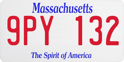 MA license plate 9PY132
