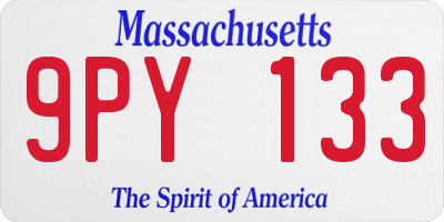 MA license plate 9PY133