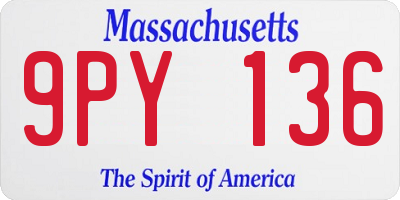 MA license plate 9PY136