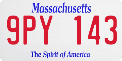 MA license plate 9PY143