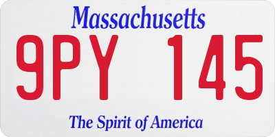 MA license plate 9PY145