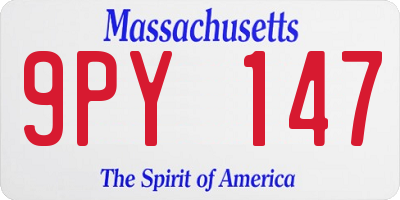 MA license plate 9PY147