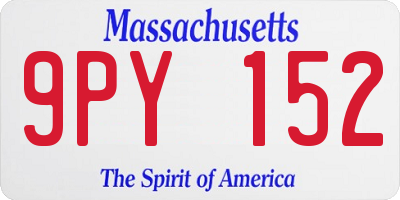 MA license plate 9PY152