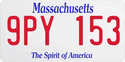 MA license plate 9PY153