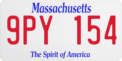MA license plate 9PY154