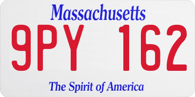 MA license plate 9PY162