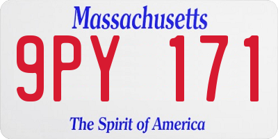 MA license plate 9PY171