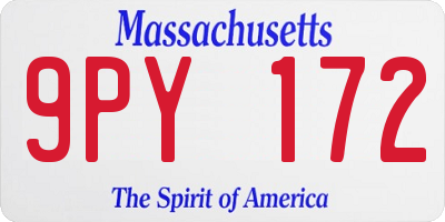 MA license plate 9PY172