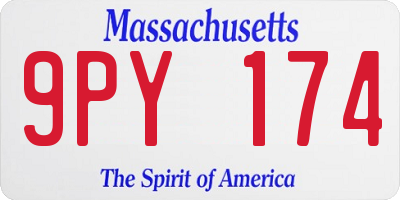 MA license plate 9PY174