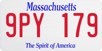 MA license plate 9PY179