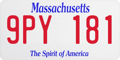 MA license plate 9PY181
