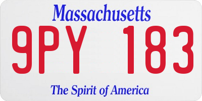 MA license plate 9PY183