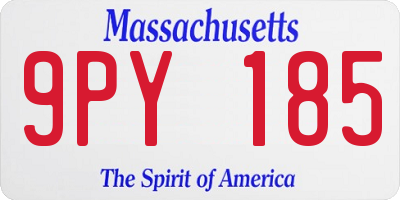 MA license plate 9PY185