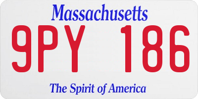 MA license plate 9PY186