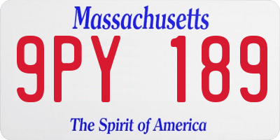 MA license plate 9PY189