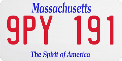 MA license plate 9PY191