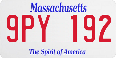 MA license plate 9PY192