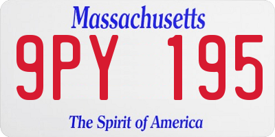 MA license plate 9PY195