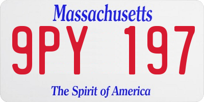 MA license plate 9PY197